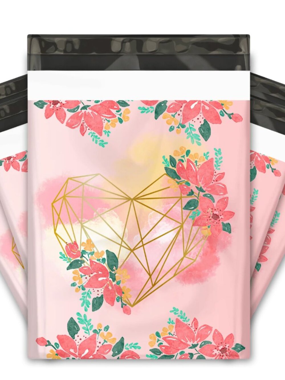 20 10x13 Geometric Hearts Designer Poly Mailers